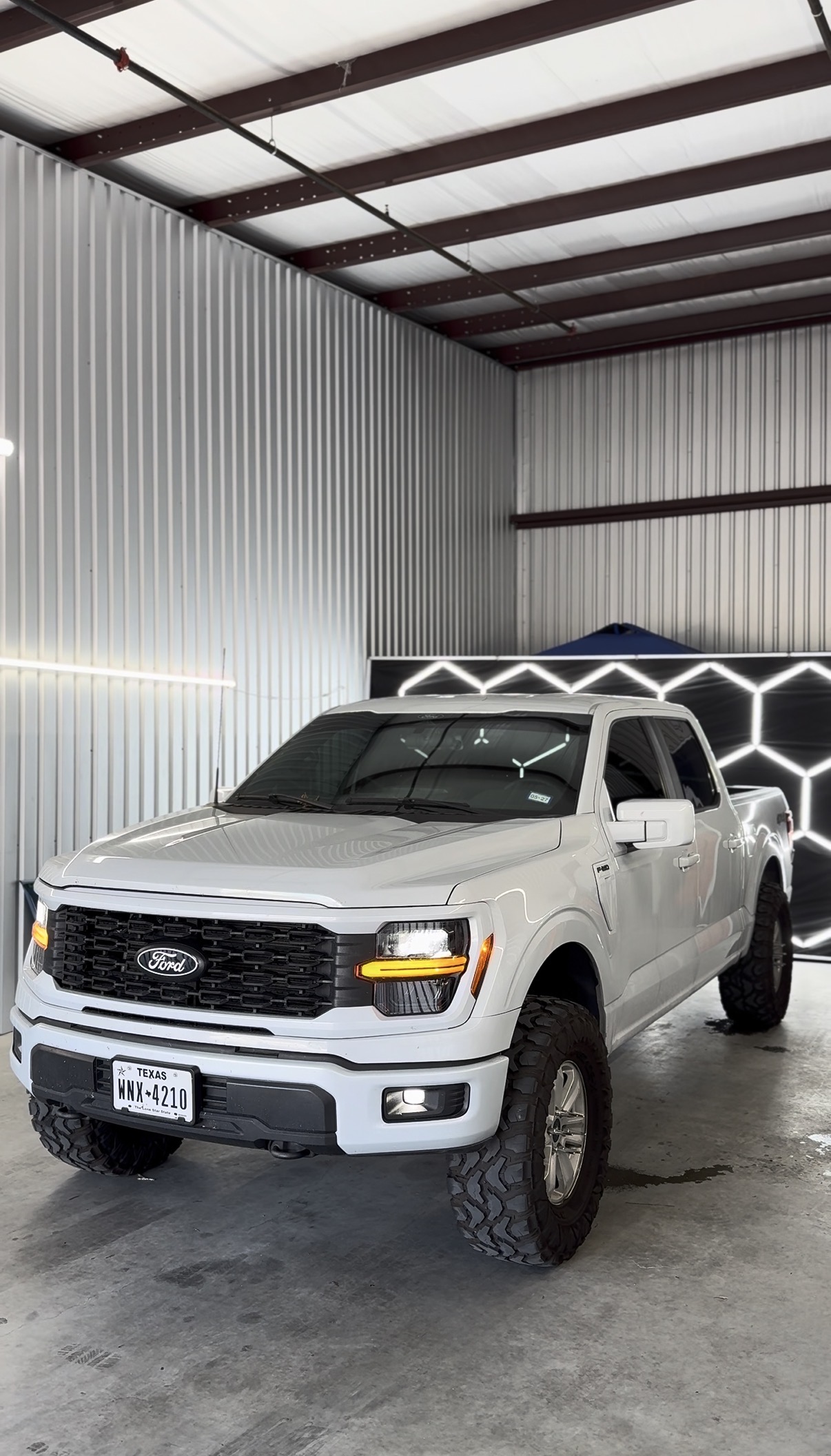 White pickup truck with tinted windows